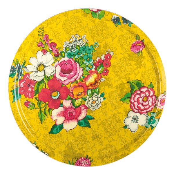 Wooden tray HANAMI yellow Ø46cm