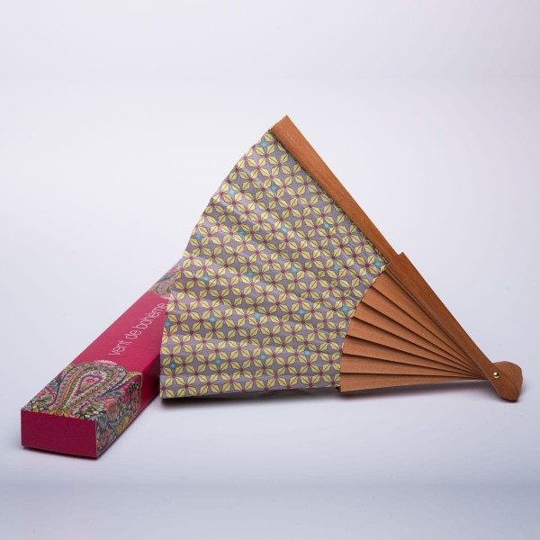 Hand fan PAON yellow