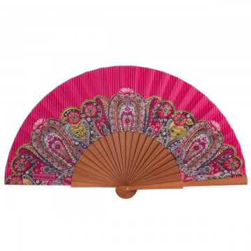 Hand fan FLOWER framboise
