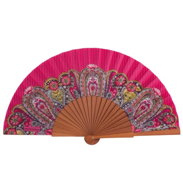 Hand fan FLOWER framboise