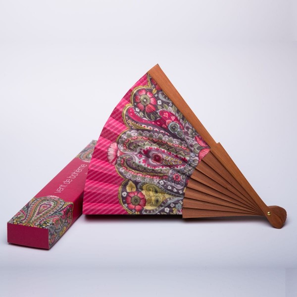 Hand fan FLOWER framboise