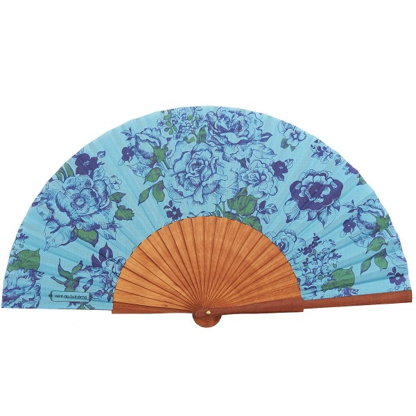 Hand fan AIMI blue