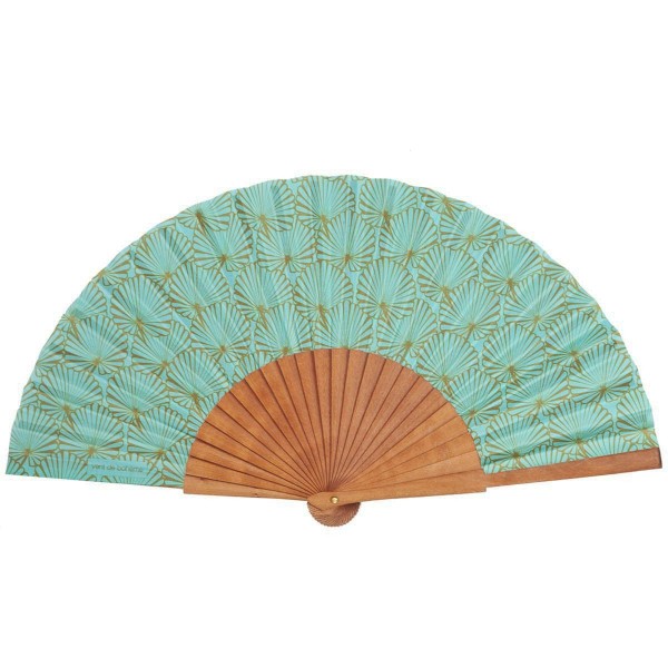 Hand fan TROPICAL blue