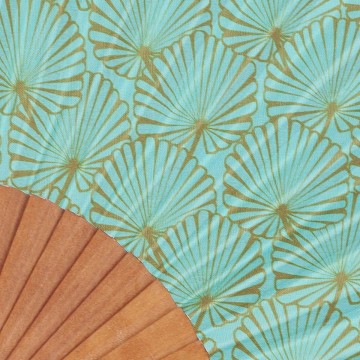 Hand fan TROPICAL blue 2