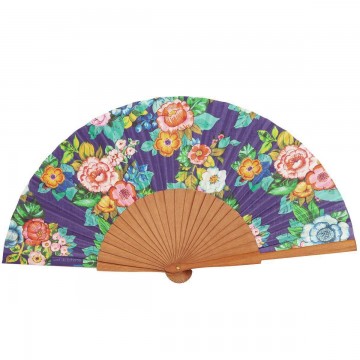 Hand fan POLKA indigo