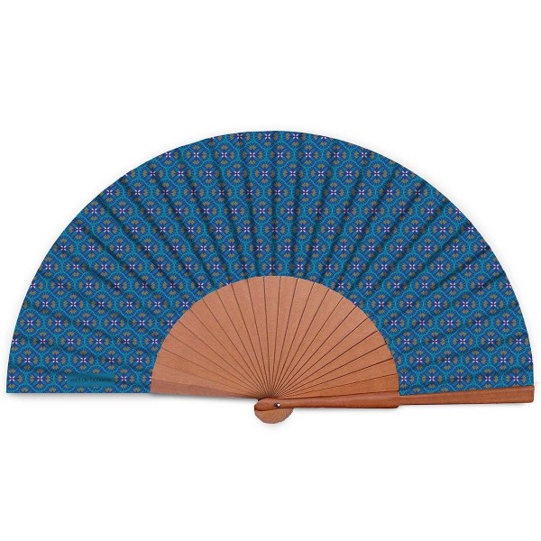 Hand fan LOTUS blue