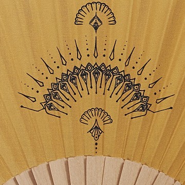 Hand fan BERBERE jaune curry 2
