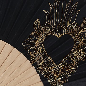Hand fan COEUR SACRE noir 2