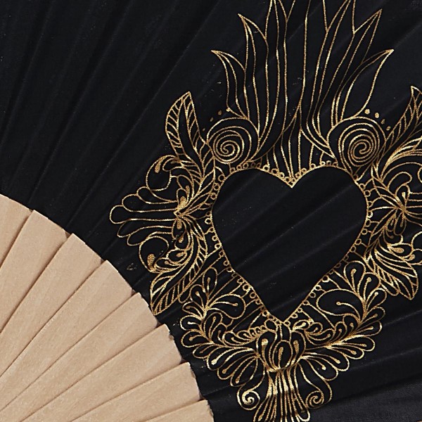 Hand fan COEUR SACRE noir