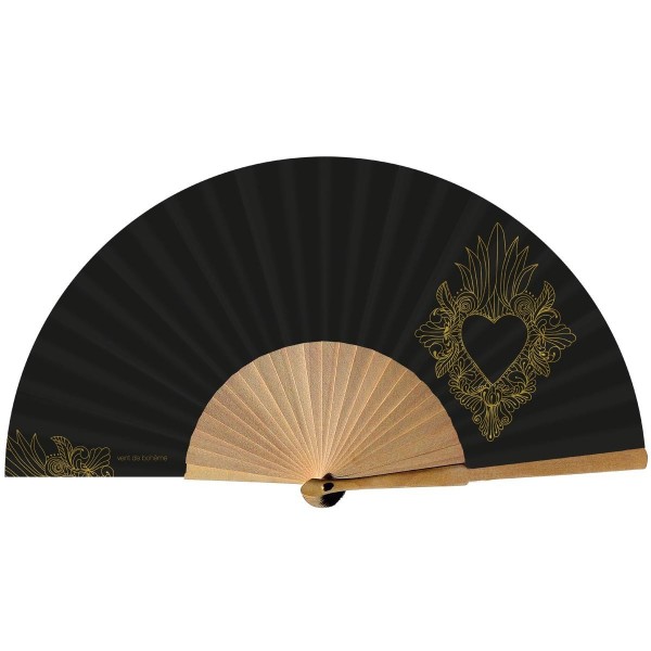 Hand fan COEUR SACRE noir