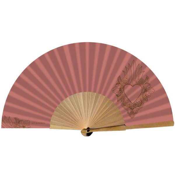Hand fan COEUR SACRE rose