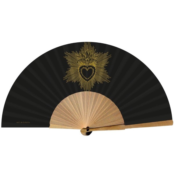 Hand fan EX VOTO noir