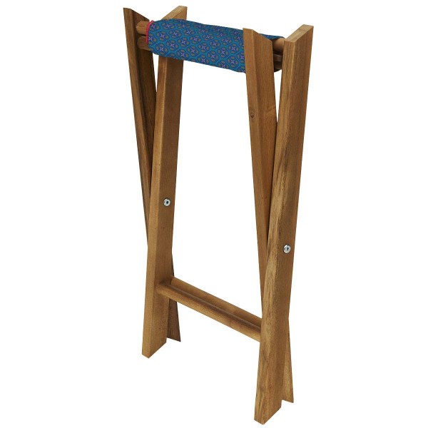 Wooden folding stool LOTUS bleu