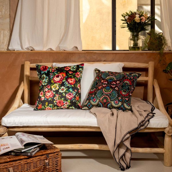 Housse de coussin velours DEVI noir
