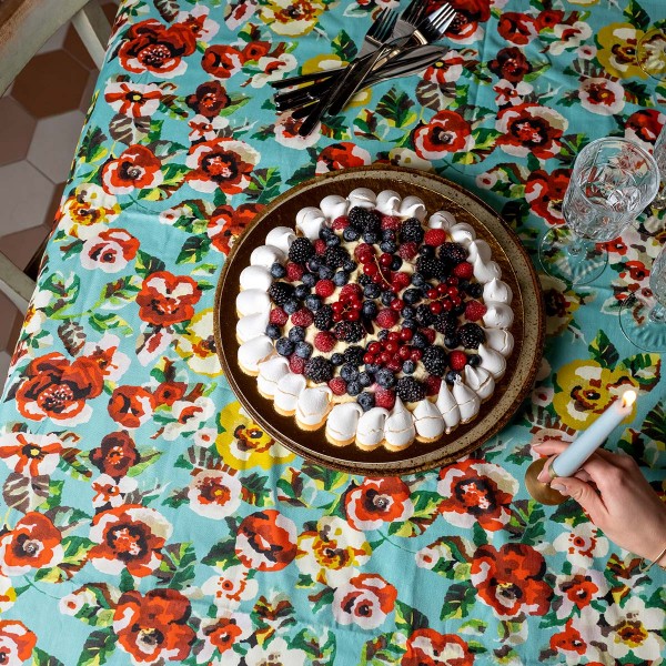Cotton tablecloth RITA turquoise 140x235