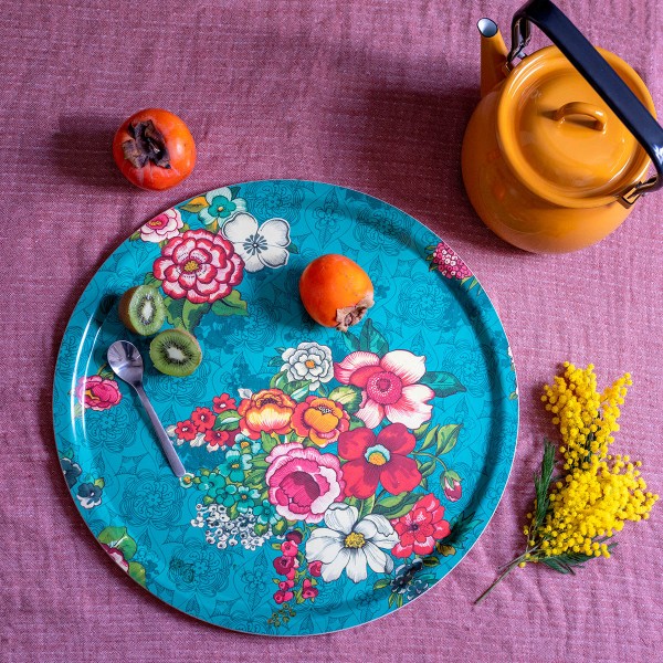 Bandeja redonda Hanami turquesa Ø45cm
