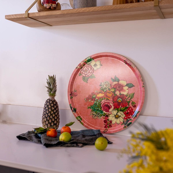Wooden tray HANAMI Rose Ø46cm