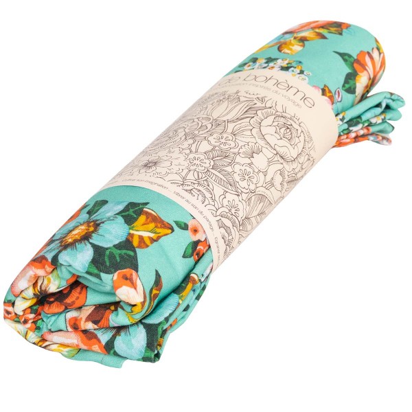 Nappe en coton SAKURI turquoise