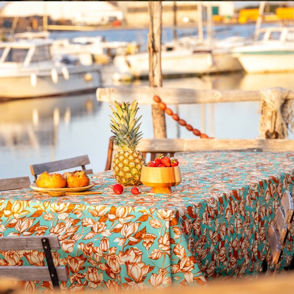 Cotton tablecloth APONI orange 140x235