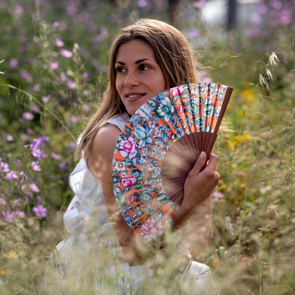 Hand fan NILA orange