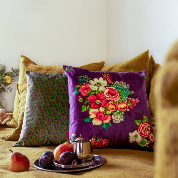 Housse de coussin velours HANAMI violet