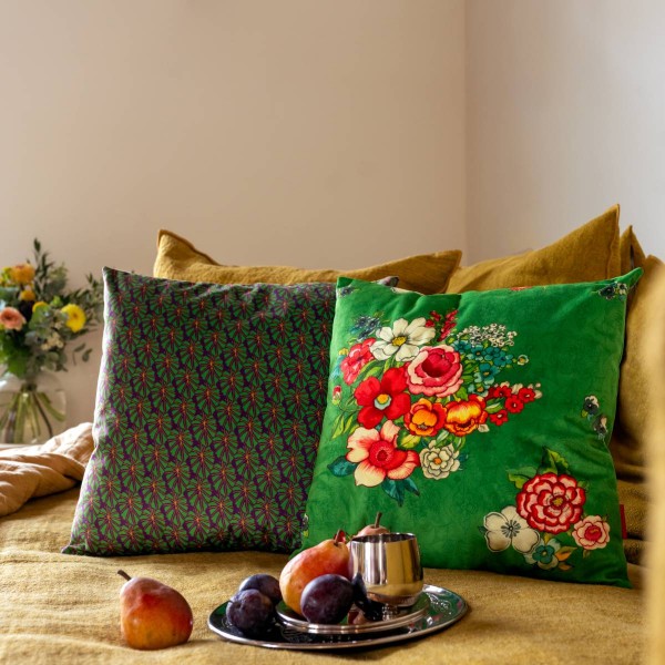 Velvet cushion cover MOOREA green 45x45