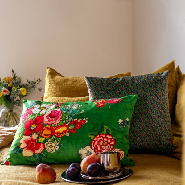 Velvet cushion cover MOOREA green 45x45