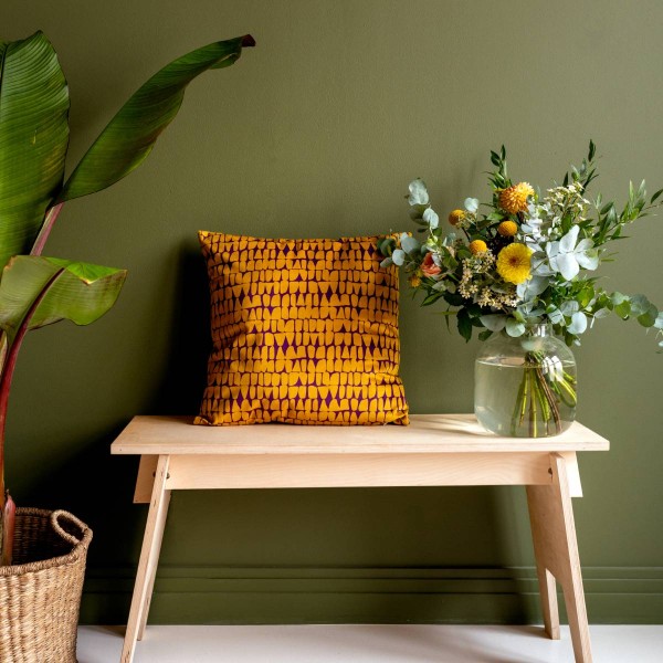 Velvet cushion cover ZANZIBAR safran...
