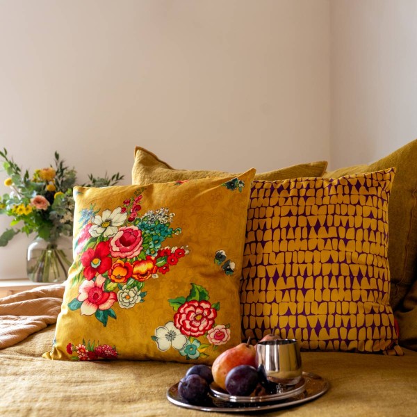 Velvet cushion cover ZANZIBAR safran...