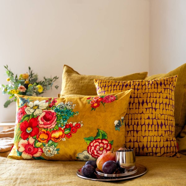 Velvet cushion cover HANAMI safran 40x60