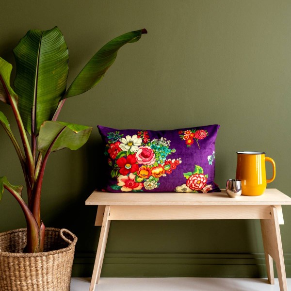 Housse de coussin velours HANAMI violet