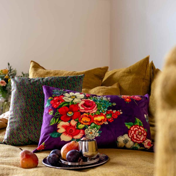 Housse de coussin velours HANAMI violet