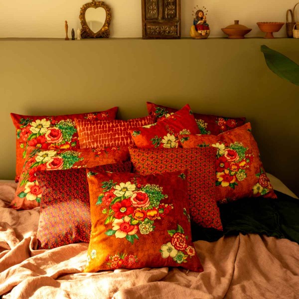 Velvet cushion cover ZANZIBAR canelle...