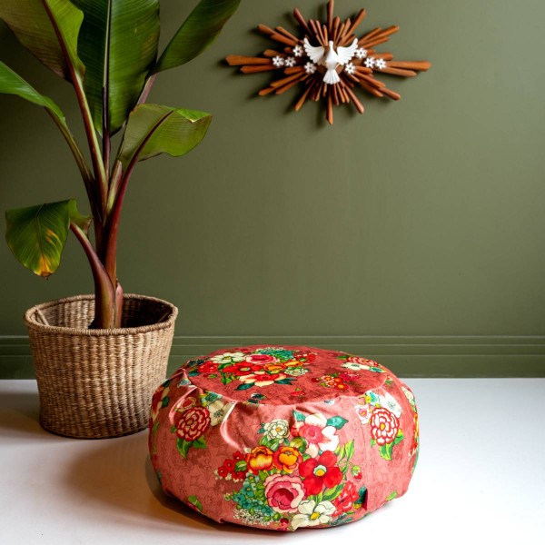 Pouf rond velours HANAMI rose