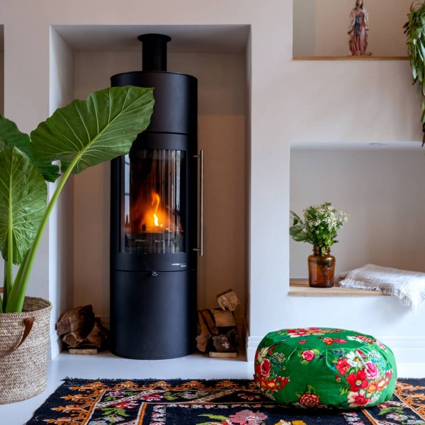 Round velvet ottoman HANAMI vert