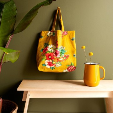 Tote bag velours HANAMI safran 2