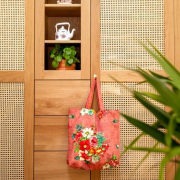 Tote bag velours HANAMI rose 2