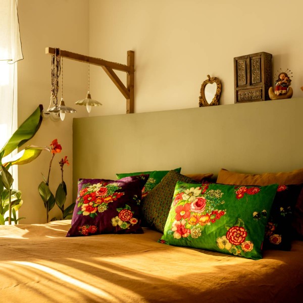 Housse de coussin velours HANAMI violet