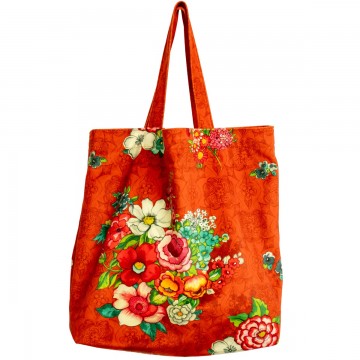 Tote bag velours HANAMI orange