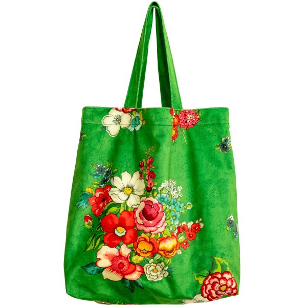Borsa tote in velluto HANAMI verde