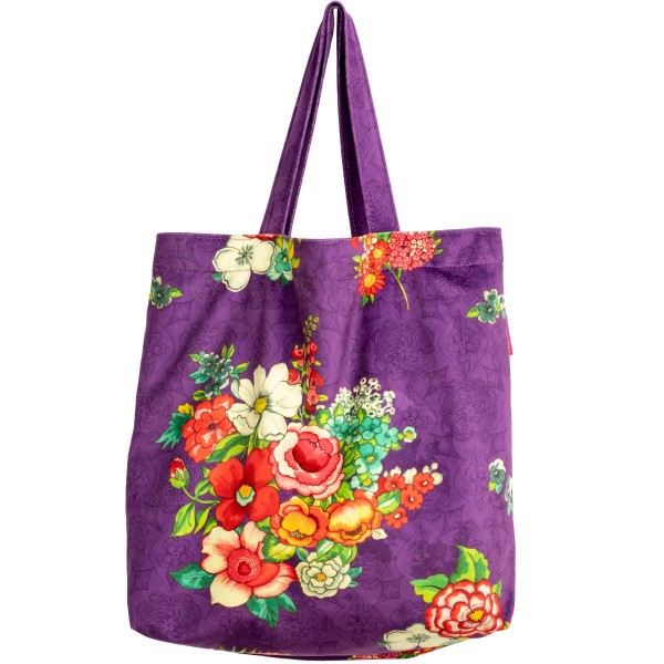 Velvet tote bag HANAMI purple