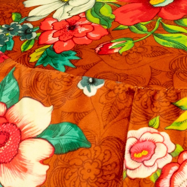 Round velvet ottoman HANAMI canelle