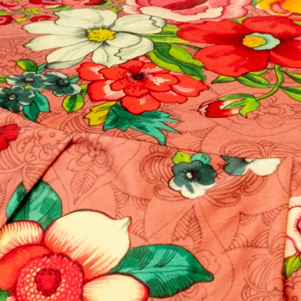 Round velvet ottoman HANAMI rose