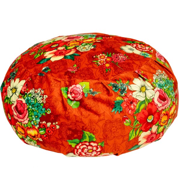 Pouf di velluto rotondo Hanami arancione