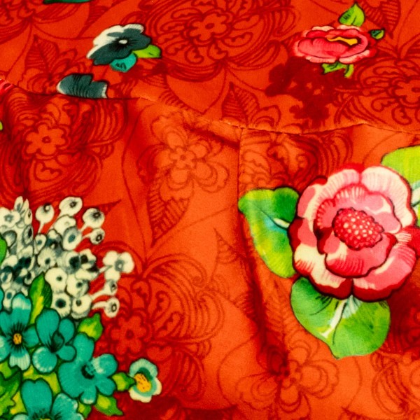 Round velvet ottoman HANAMI orange