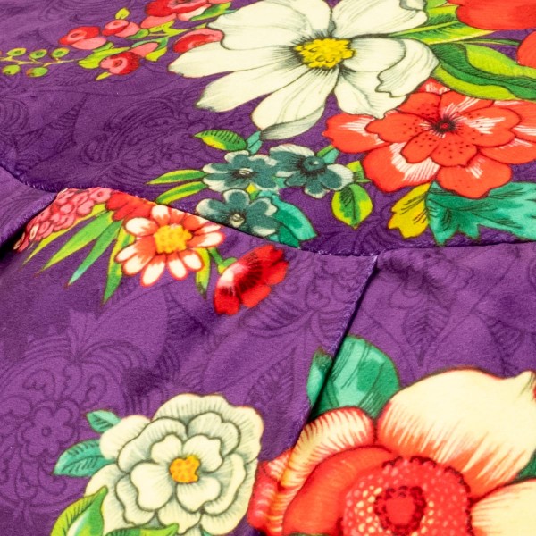 Round velvet ottoman HANAMI purple