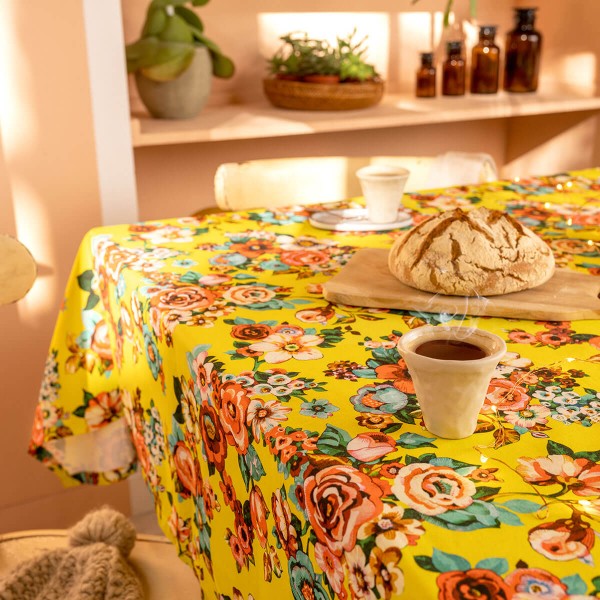 Cotton tablecloth SAKURI yellow 140x235