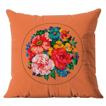 UNZYE Tissu De Lin Housse Coussin Satin Taie d'oreiller Zippée Fleur Housse  De Coussin Traversin Housse De Canapé Exterieur Housses De Coussin Orange