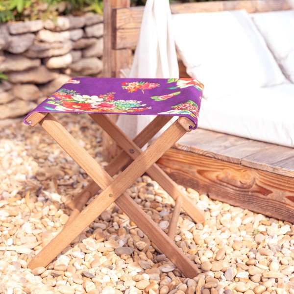 Wooden folding stool HANAMI purple
