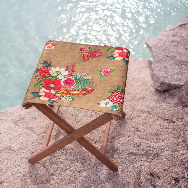 Wooden folding stool HANAMI brown